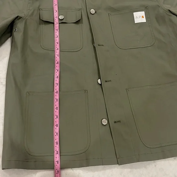 A.P.C. X Carhartt Wip collab on this field coat. Size XL. Olive green